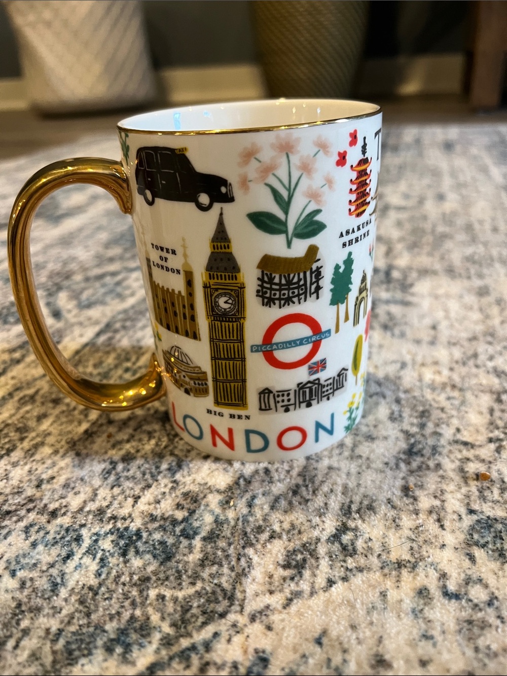 BN Rifle Paper Co. city Landmark Porcelain Mug with Gold Handle